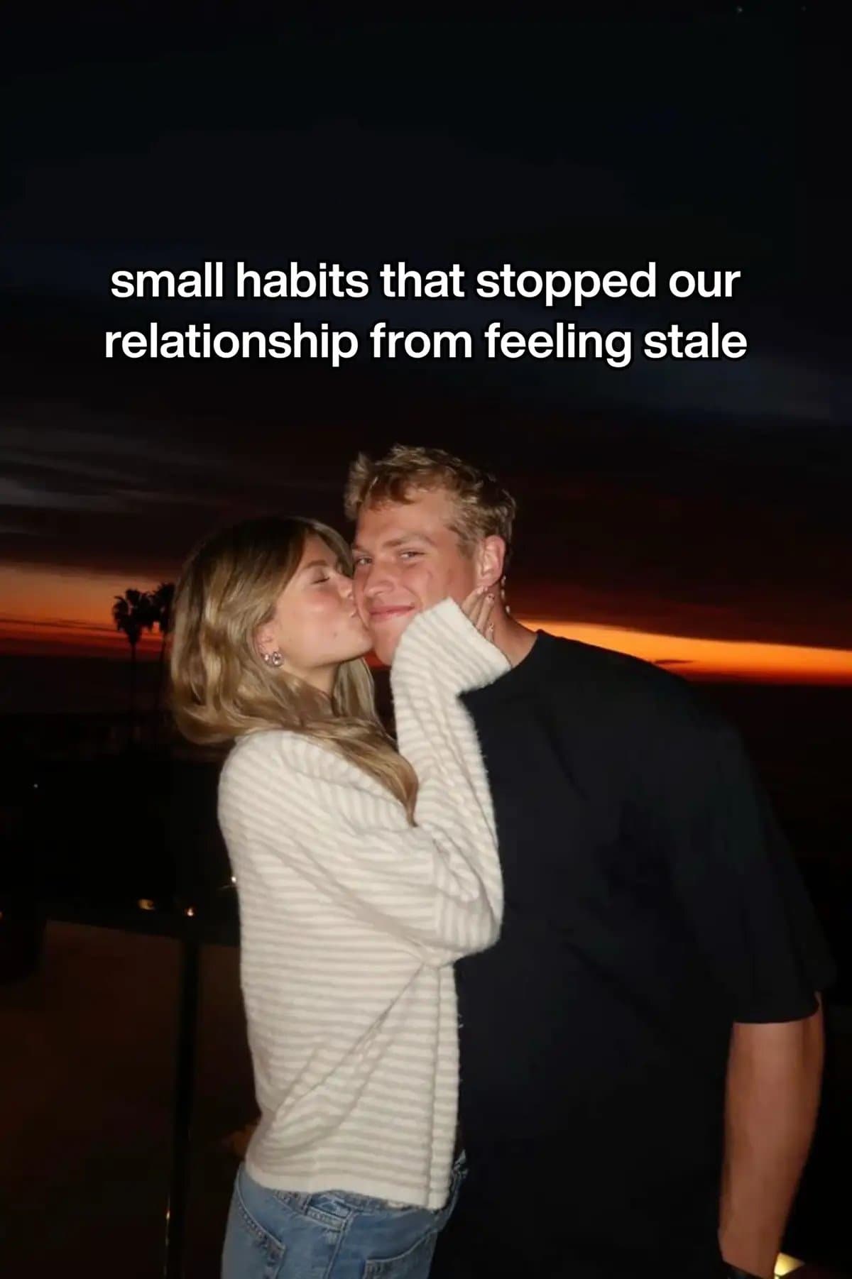 Slide 1: 1) we leave random sticky notes for each other (mirror, fridge, car). dumb doodles or little "ily" notes always get a smile + keep things playful. (Visible note says: "You look so pretty everyday")