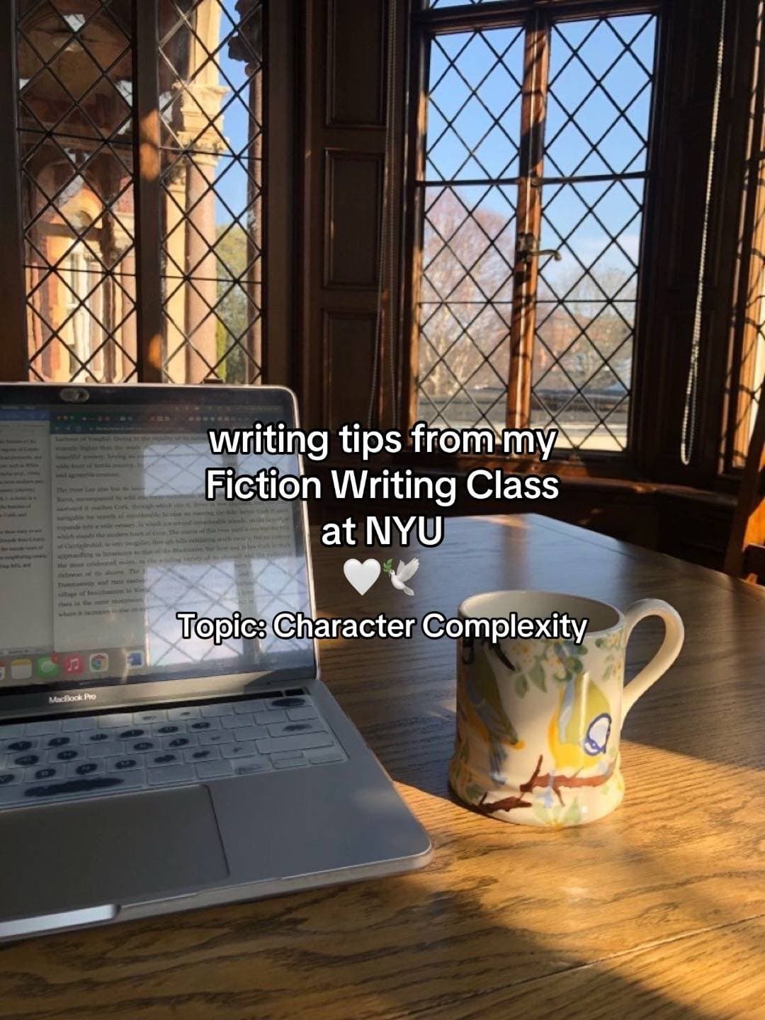 Slide 1: writing tips from my
Fiction Writing Class
at NYU π€ποΈ
Topic: Character Complexity