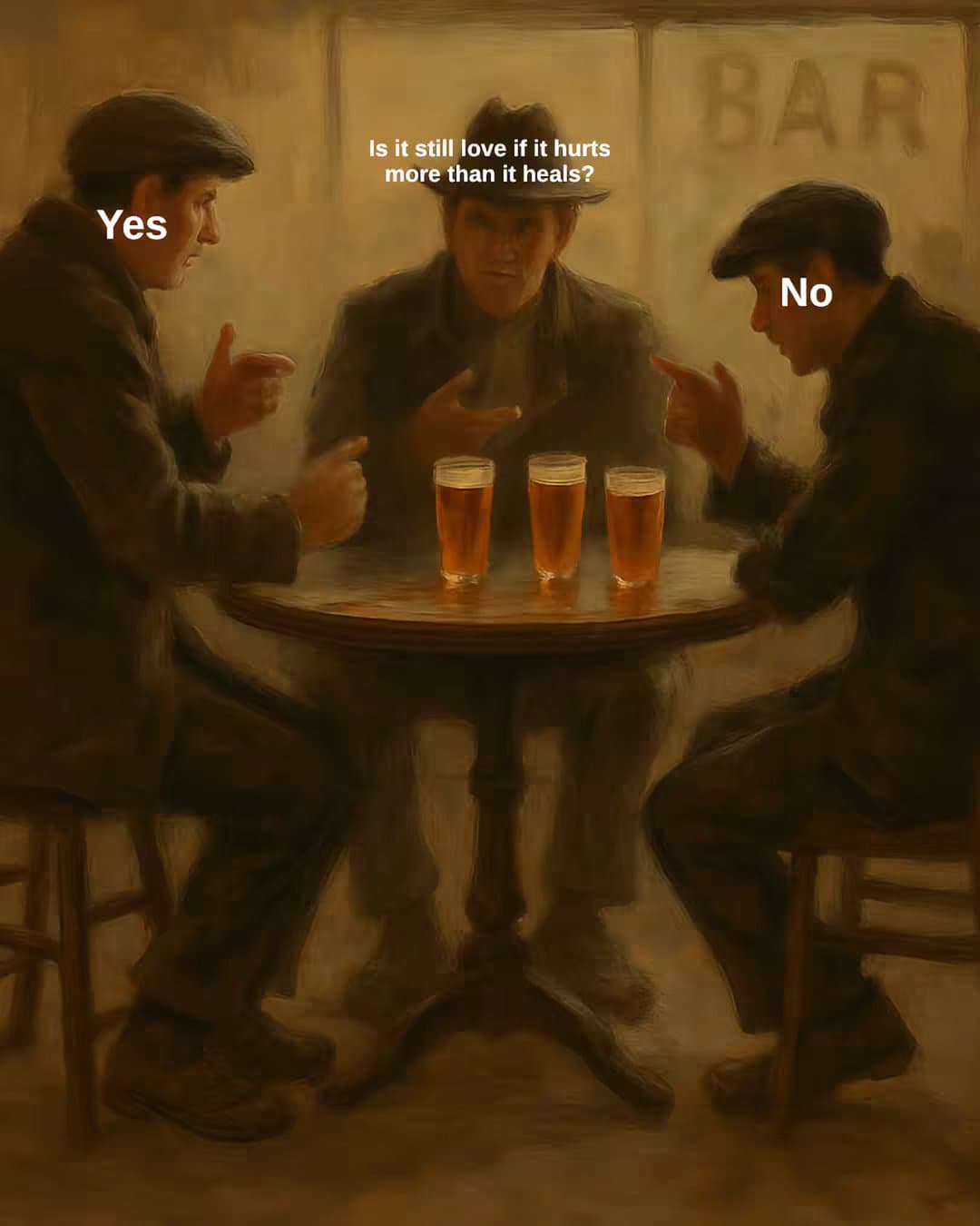 Slide 1: Is it still love if it hurts more than it heals?
:Yes
:No